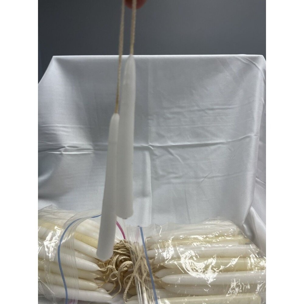 Vintage Hand Dipped 12” Cream Hanging Candles Christmas Folk 80s - 37